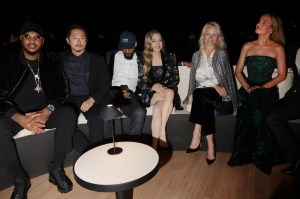 Carmelo Anthony, Steven Yeun, LaKeith Stanfield, Amanda Seyfried, Pamela Anderson and Brie Larson at the Giorgio Armani Spring 2025 Ready-to-Wear show