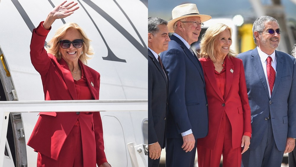 Jill Biden, red suit, mexico