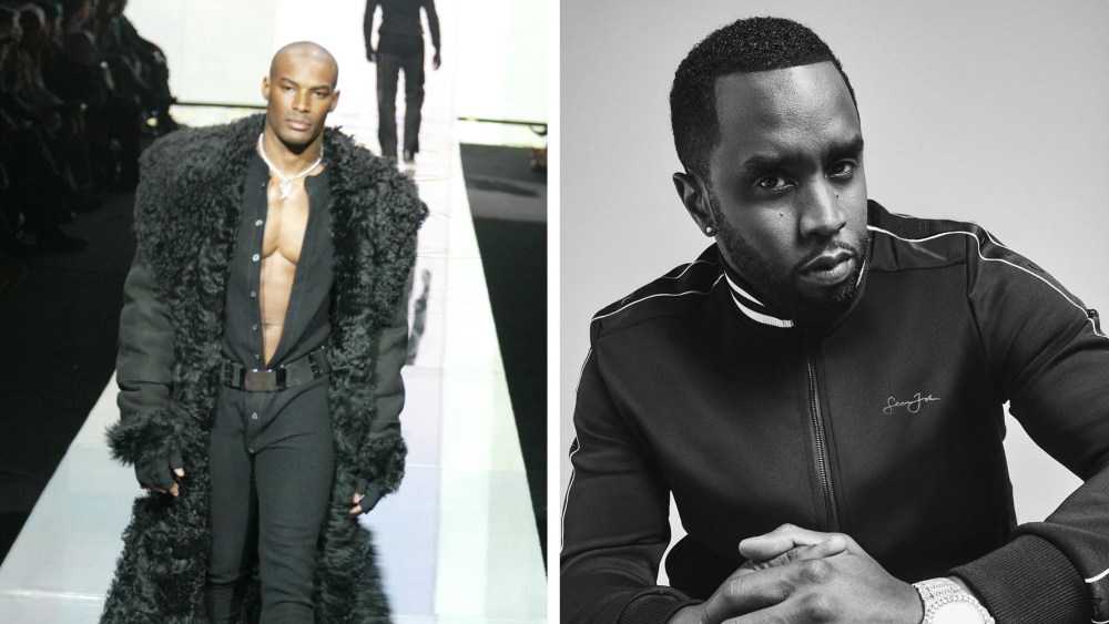 Tyson Beckford model walks in Sean John Fall 2004 fashion show, sean diddy combs