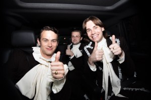 Brandon Flynn, Tanner Richie and Fletcher Kasell en route to the CFDAs.