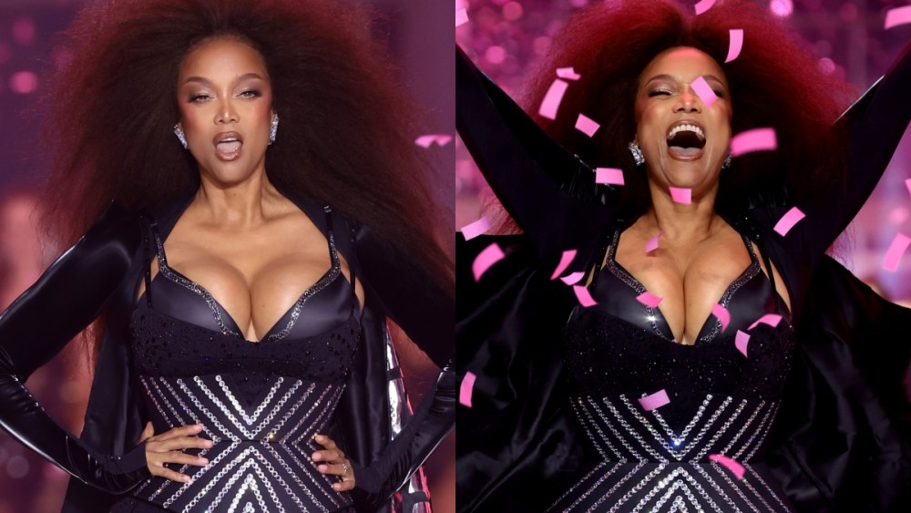 Tyra Banks walks the runway for the Victoria's Secret Fashion Show 2024.
