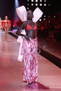 Anok Yai on the runway at the Victoria's Secret Fashion Show.