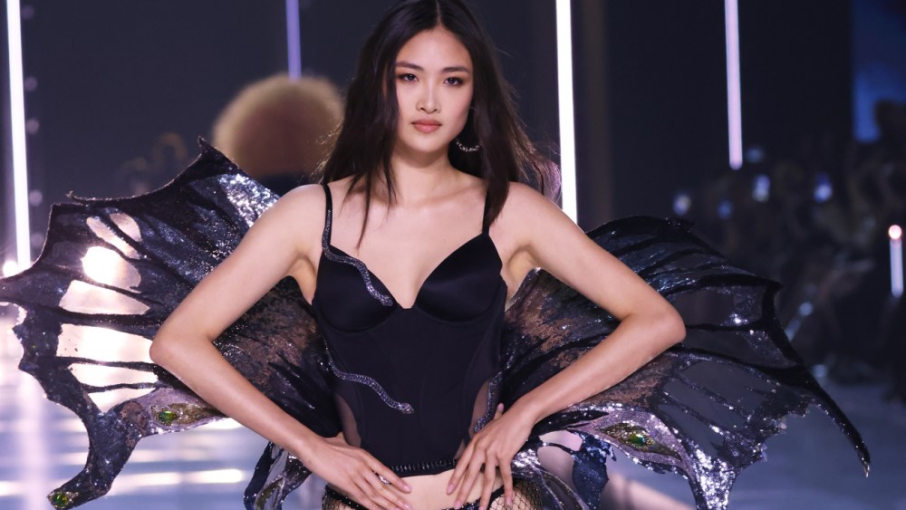 Jing Wen on the runway at the Victoria's Secret Fashion Show.