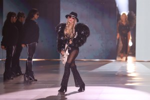 Orianthi performs at the Victoria's Secret Fashion Show held at the Brooklyn Navy Yard on October 15, 2024 in New York, New York.
