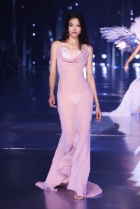 Mika Schneider on the runway at the Victoria's Secret Fashion Show.