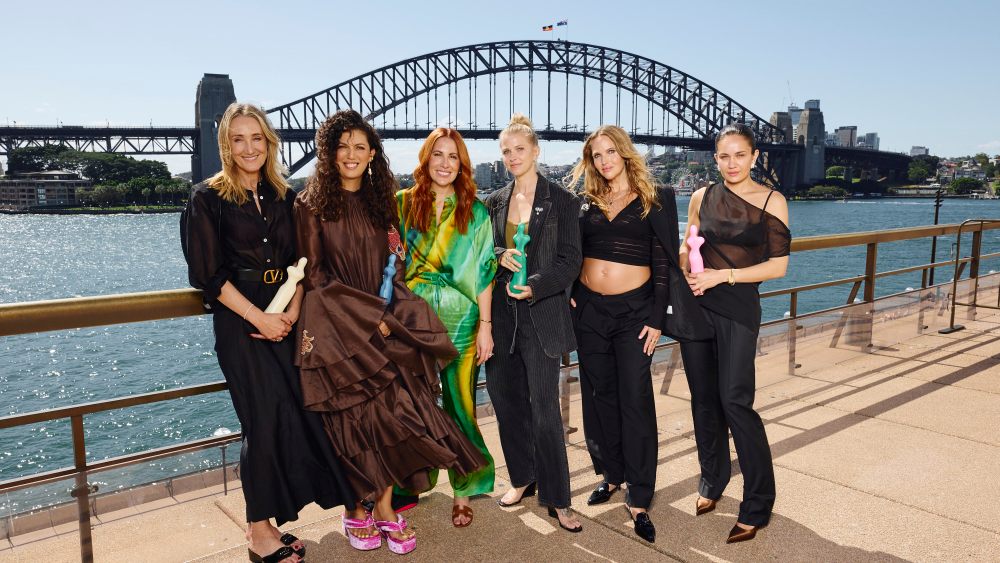 Andie Halas, Lesleigh Jermanus, Natalie Xenita, Laura May, Hannah Gibbs and Gabriella Pereira at the Australian Fashion Laureate awards.