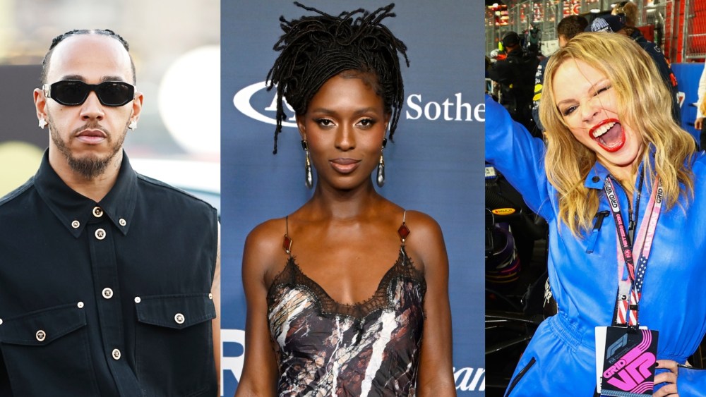 Lewis Hamilton, Jodie Turner Smith, Kylie Minogue at Formula One Las Vegas Grand Prix, celebrities at f1 las vegas