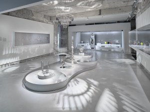 Inside the "Christofle, une brillante histoire" exhibition at the Musée des Arts Décoratifs.