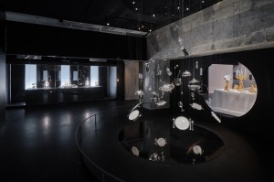 Inside the "Christofle, une brillante histoire" exhibition at the Musée des Arts Décoratifs.