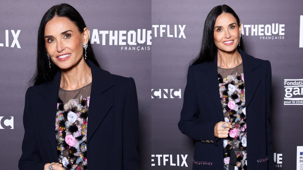 Demi Moore attends the premiere of "The Substance" on Nov. 5 in Paris, Chanel, floral dress, red carpet