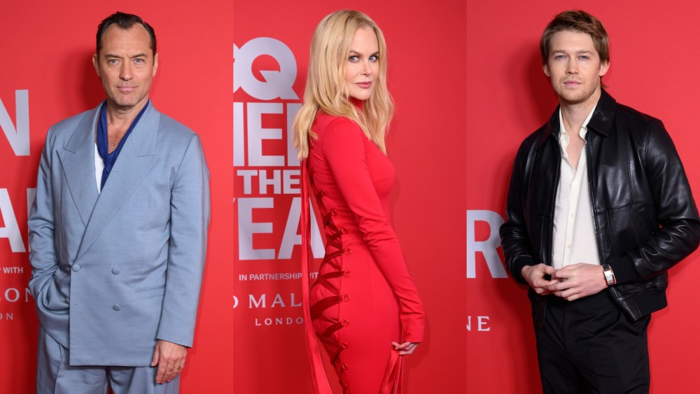 Jude Law, Nicole Kidman and Joe Alwyn attends the British GQ Men of the Year Awards 2024 on Nov. 19 in London, red carpet, Balenciaga