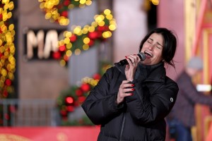 NEW YORK, NEW YORK - NOVEMBER 26: Idina Menzel performs during 2024 Macy's Thanksgiving Day Parade Rehearsals - Day 2 at Macy's Herald Square on November 26, 2024 in New York City.  (Photo by Michael Loccisano/Getty Images)