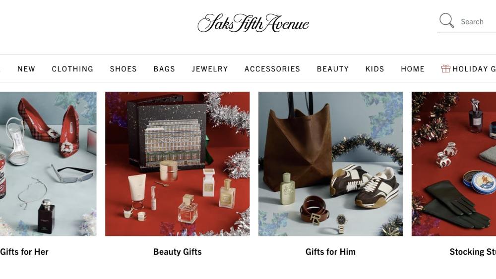 The Saks holiday gift guide online.