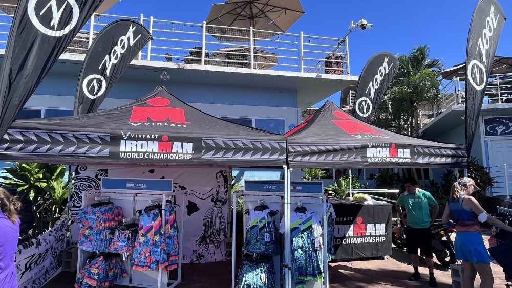 Some of the merchandise available at the Ironman World Championships in Kona, Hawaii.