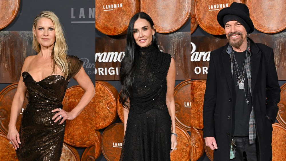 Ali Larter, Demi Moore and Billy Bob Thornton at the Los Angeles premiere of "Landman" on Nov. 12.