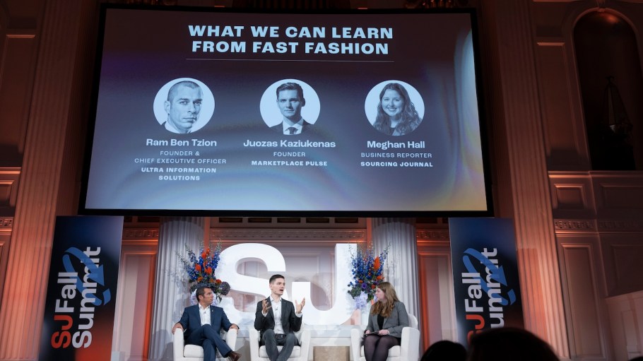 Left to right: Ram Ben Tzion, founder and CEO of Ultra Information Systems; Juozas Kaziukenas, founder of Marketplace Pulse; Meghan Hall, business reporter at Sourcing Journal