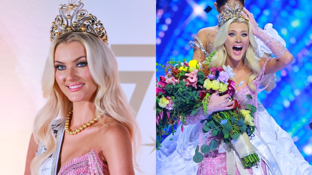 Victoria Kjær Theilvig, Miss Denmark, is crowned during the 2024 Miss Universe pageant on Nov. 16 in Mexico City, Jewelmer, south sea pearls