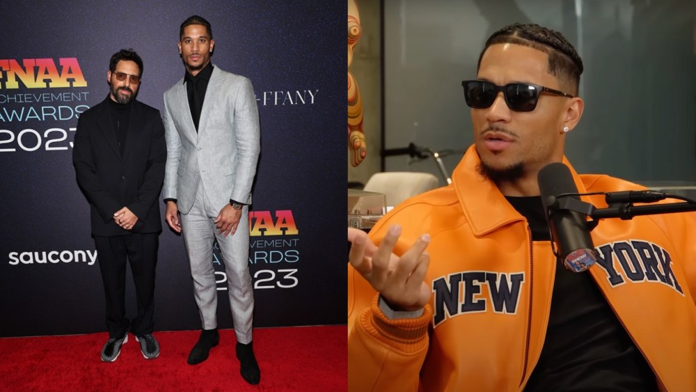 Ronnie Fieg and Josh Hart at the 2023 FNAAs; Josh Hart on the "The Roommates Show" podcast.