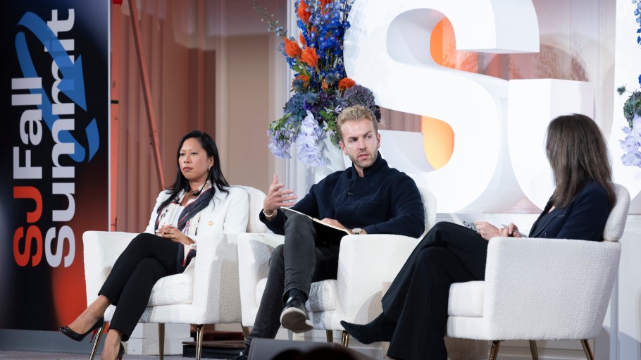 From left: Angela Santos, partner and customs practice leader, ArentFox Schiff; Ben Tomkins, vice president of retail sales, Oritain; Lauren Parker, director, Sourcing Journal & Fairchild Studios, at Sourcing Journal's Fall Summit.