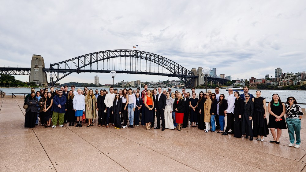 Members of the Australian fashion industry gather for a press conference about the future of Australian Fashion Week. Sydney Opera House, November 18, 2024.