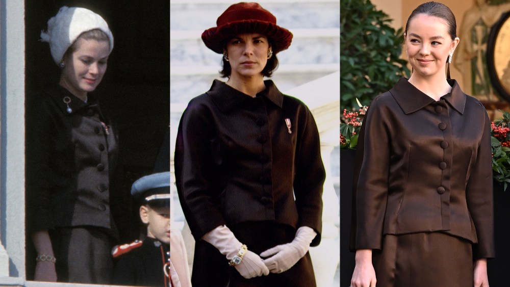 The Dior skirt suit has been worn by Grace Kelly, her daughter, Princess Caroline, and her granddaughter, Princess Alexandra.