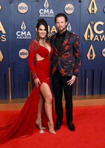Amberly Brown, Austin Brown at The 58th Annual CMA Awards at Bridgestone Arena on November 20, 2024 in Nashville, Tennessee.