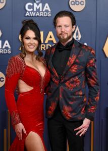 Amberly Brown, Austin Brown at The 58th Annual CMA Awards at Bridgestone Arena on November 20, 2024 in Nashville, Tennessee.