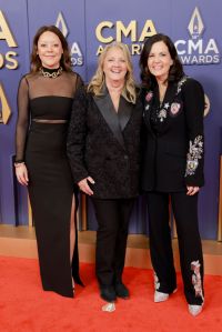 NASHVILLE, TENNESSEE - NOVEMBER 20: EDITORIAL USE ONLY (L-R) Hillary Lindsey, Liz Rose and Lori McKenna attend The 58th Annual CMA Awards at Music City Center on November 20, 2024 in Nashville, Tennessee. (Photo by Jason Kempin/Getty Images)
