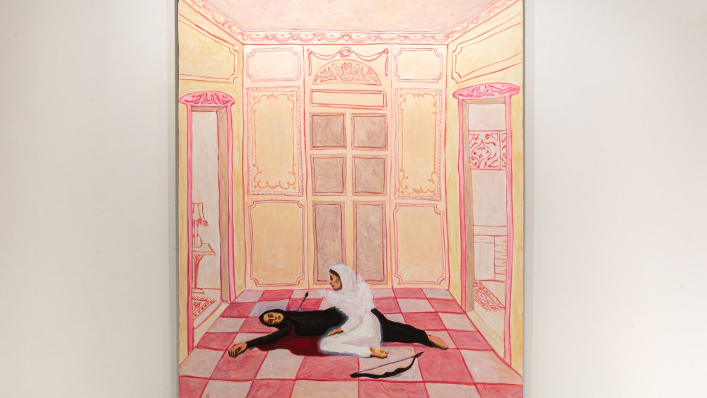 A painting by Huda Jamal on display.