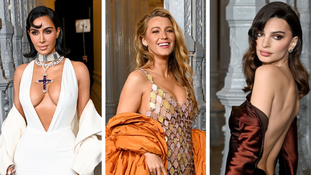 (L-R): Kaia Gerber, Blake Lively and kim kardashian at the 2024 LACMA Art+Film Gala held at the Los Angeles County Museum of Art on November 02, 2024 in Los Angeles, California.