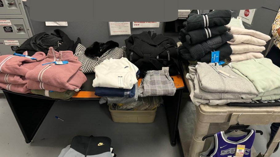 Women's apparel including jerseys and hoodies were stolen from several California Macy's stores.