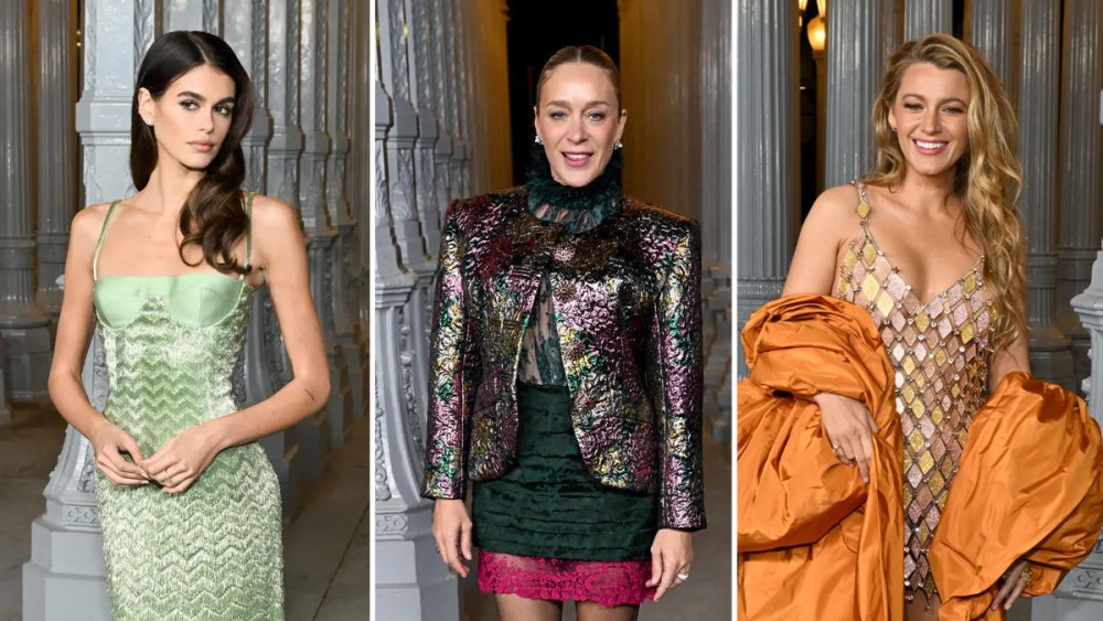 Kaia Gerber, Chloe Sevingy, and Blake Lively in metallics at LACMA 2024 Art + Film Gala