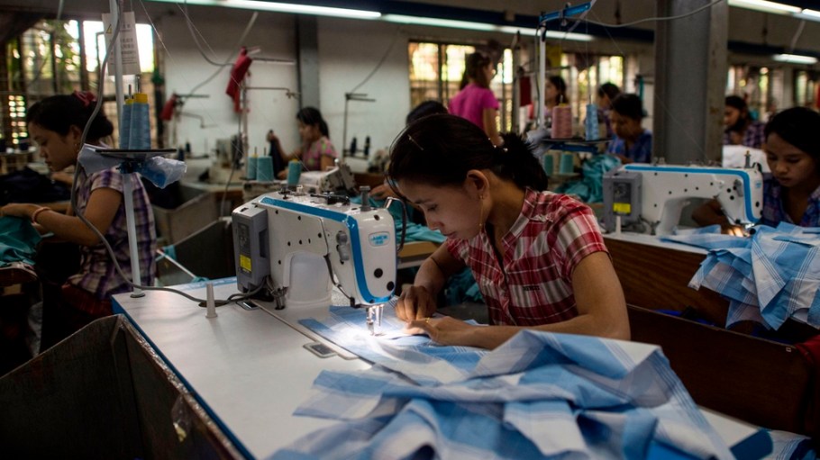 Inside a Myanmar garment factory.