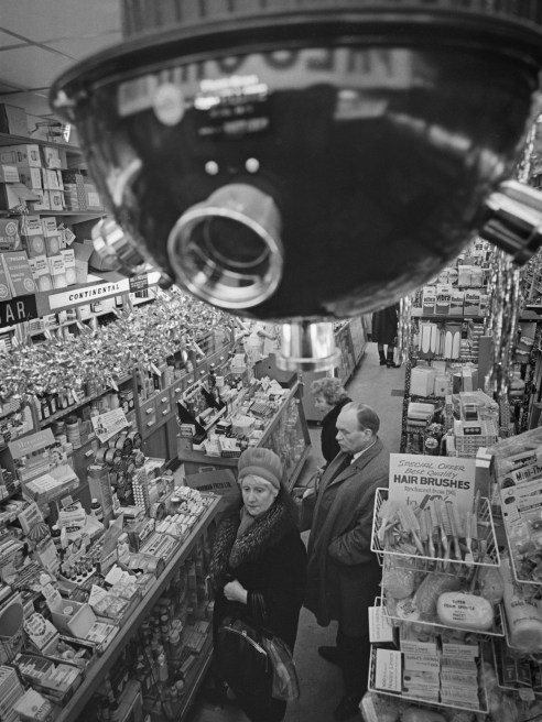 Closed-circuit television camera in a North London shop, UK, 6th December 1968. (Photo by Terry Fincher/Daily Express/Getty Images)
