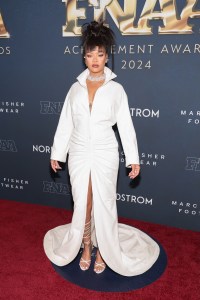 NEW YORK, NEW YORK - DECEMBER 04: Rihanna attends the 38th Annual Footwear News Achievement Awards at Cipriani South Street on December 04, 2024 in New York City. (Photo by Cindy Ord/WireImage)