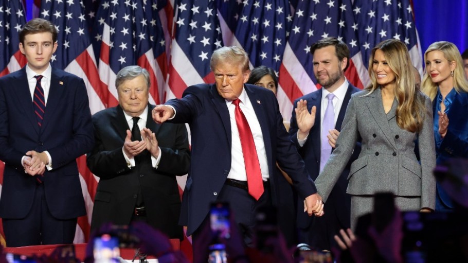 Former President Donald Trump on election night at the Palm Beach Convention Center.