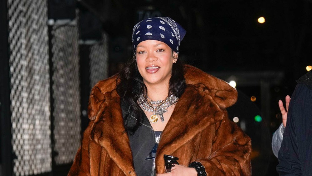 Rihanna wears John Galliano mink fur coat street style in New York City on Dec. 28.