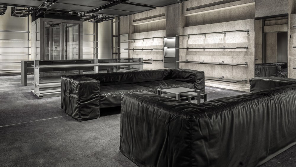 The raw interior for Balenciaga's new boutique in Beijing's Taikoo Li Sanlitun shopping complex.
