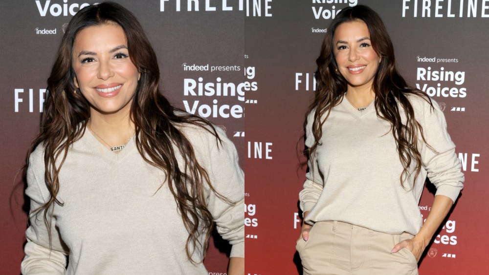 Eva Longoria attends a "Fireline" screening on Dec. 16 in Los Angeles, khaki, monochrome, quiet luxury