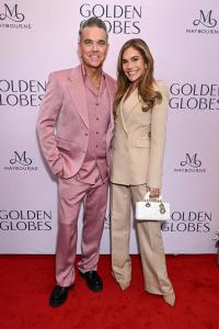 Robbie Williams, Ayda Field at Golden Globes First-Time Nominee Luncheon at Maybourne Beverly Hills on December 17, 2024 in Los Angeles, California.