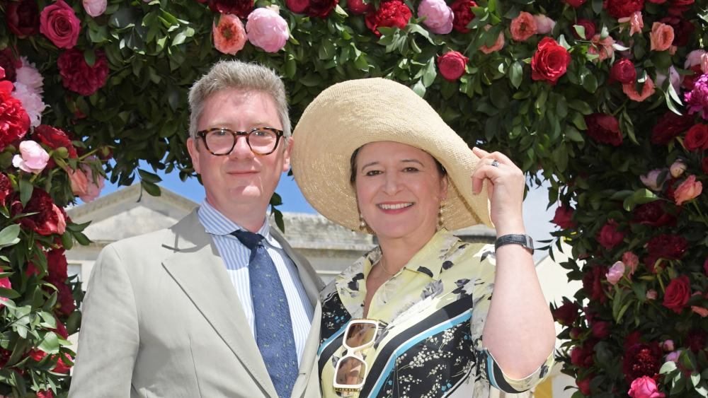 Alex Bilmes with fellow Hearst U.K. editor Lydia Slater, head of Harper's Bazaar U.K.