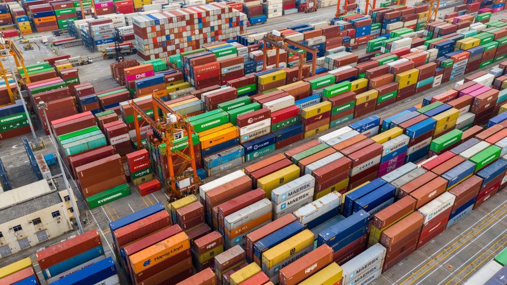 Aerial perspective of a container port, shenzhen, china