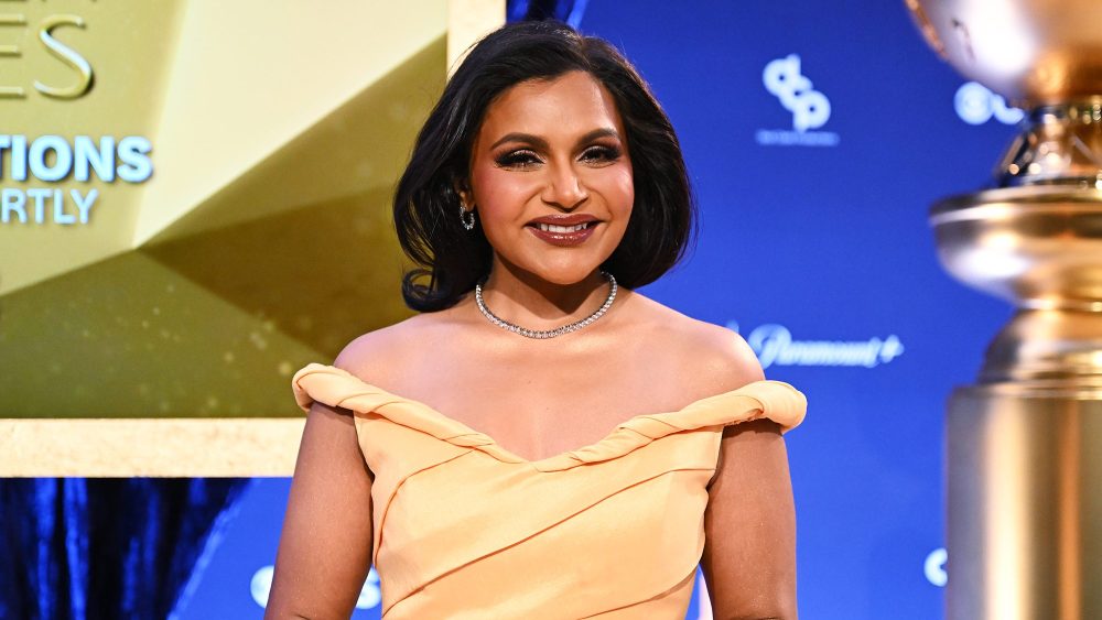 Mindy Kaling announces the 2025 Golden Globes nominations on Dec. 9 in Los Angeles, Rachel Gilbert dress