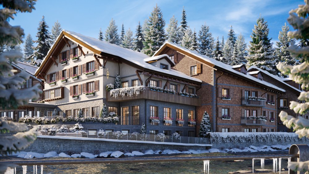 A rendering of Post Hotel & Residences by Elie Saab, that will open in 2027 in Andermatt, Switzerland.