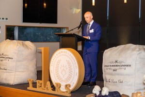 Vitale Barberis Canonico CEO Alessandro Barberis Canonico presenting the 2024 Wool Excellence Award, November 15, 2024.