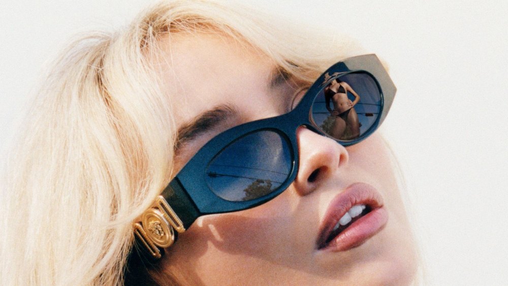 Sabrina Carpenter fronting Versace's Biggie eyewear campaign