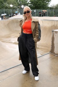 Alex Cooper attends the front row for Monse Resort 22 during NYFW: The Shows on September 09, 2021 in New York City.