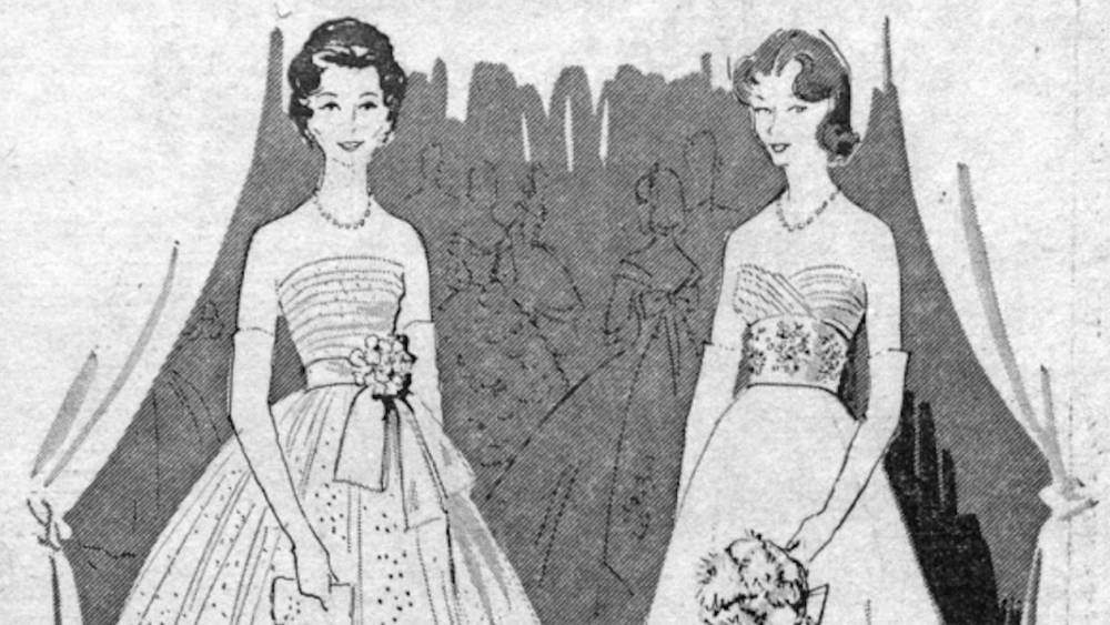 Big White Gown International, article published in WWD on January 2, 1959.