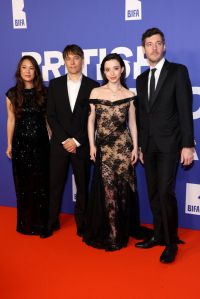 LONDON, ENGLAND - DECEMBER 08: Samantha Quan, Sean Baker, Mikey Madison and Alex Coco attend the 27th British Independent Film Awards at The Roundhouse on December 08, 2024 in London, England. (Photo by Lia Toby/Getty Images)
