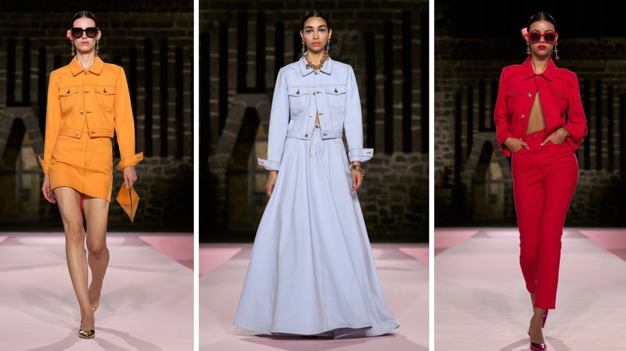 Silhouettes are unexpected and modular, allowing denim to cross over into new categories.